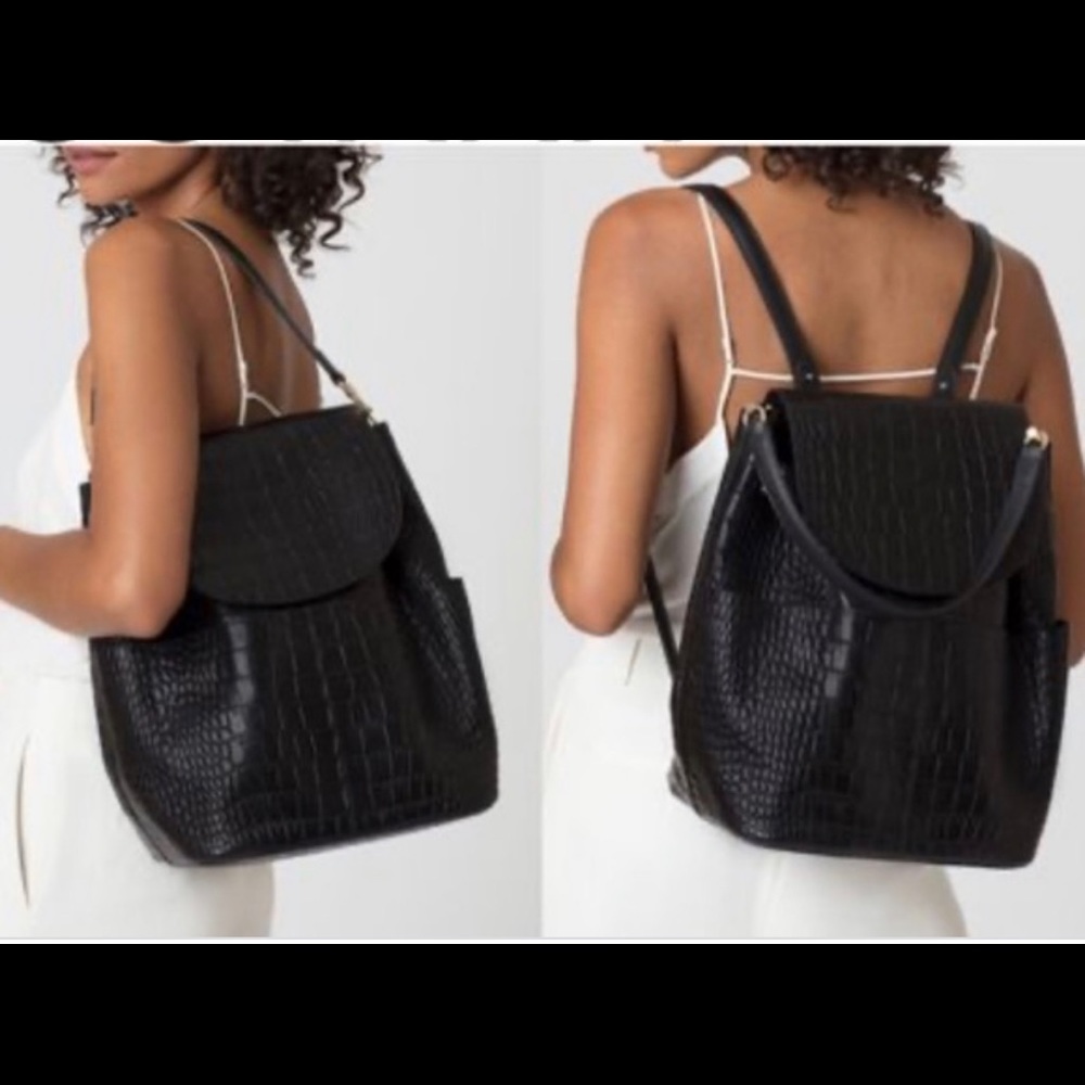Cuyana croc embossed leather backpack